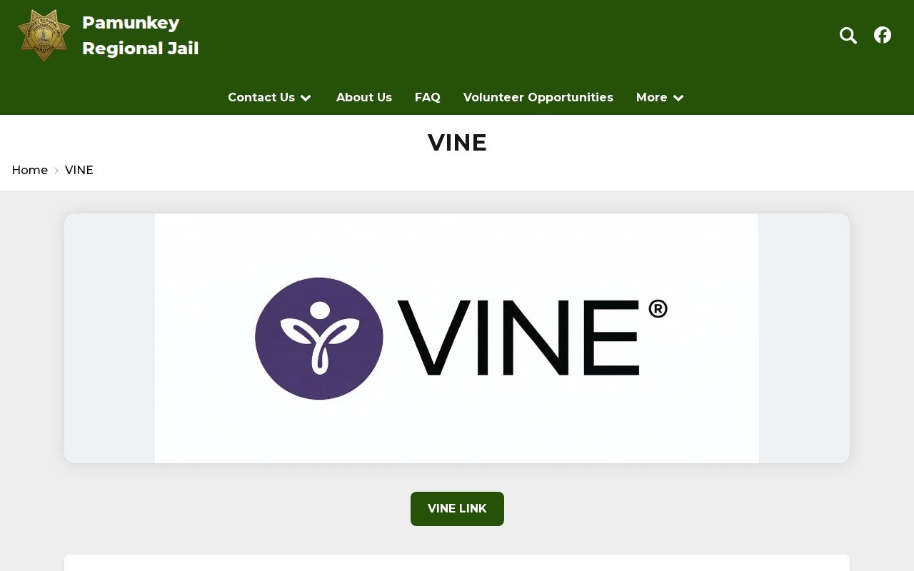 Pamunkey Regional Jail VINE information for a Powhatan County release check